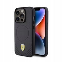 Etui Ferrari Carbon Metal Logo MagSafe na iPhone 15 Pro - czarne