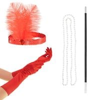 Zestaw akcesoria retro lata 20, czerwony