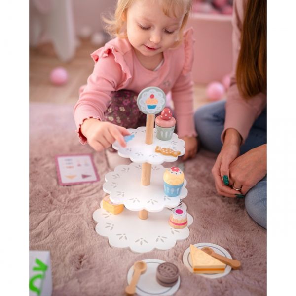 TOOKY TOY Patera Słodkości Drewniany Stojak Babeczki Ciasta zdjęcie 7