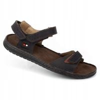 Sandały męskie ze skóry naturalnej na rzepy POLSKIE 881K czarne 42