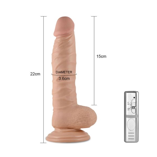 8.5"" Real Extreme Vibrating Dildo Flesh zdjęcie 6