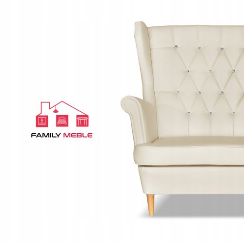 Zestaw uszak Gaja ekoskóra skaj sofa fotele pufy beżowy na Arena.pl