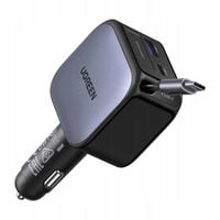 Ugreen Szybka Ładowarka Samochodowa 60W Zwijany Kabel USB-C USB-A 2 Porty
