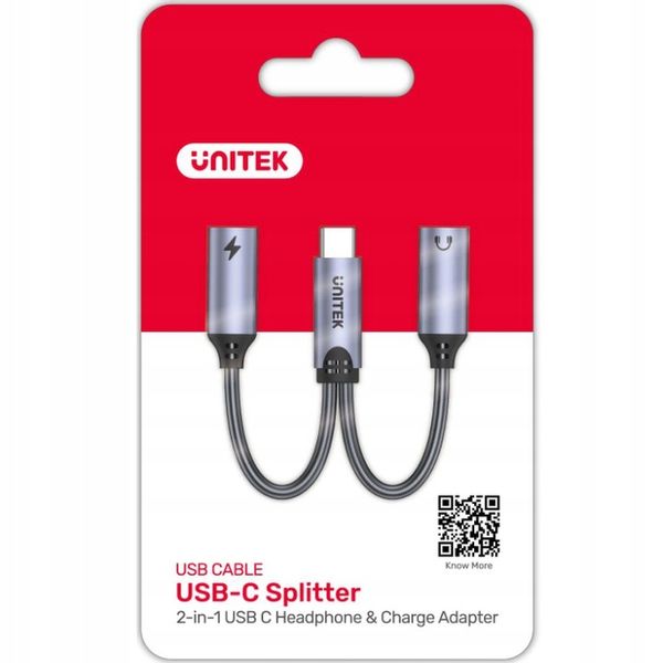 Adapter, przejściówka Unitek, USB-C na 1x port USB-C audio, 1x USB-C 18W PD zdjęcie 5