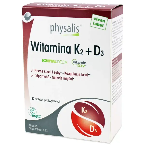 Witamina K2 + D3 60 Tabletek PodjĘzykowych - Physalis zdjęcie 1