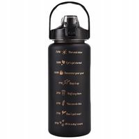 BUTELKA NA WODĘ MOTYWACYJNA 2L ZE SŁOMKĄ MIARKĄ CZARNA