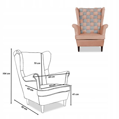 Zestaw uszak CAROL DUO sofa fotele Family Meble różowo - szary na Arena.pl