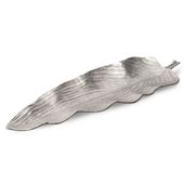 Patera dekoracyjna z metalu Liść SARA 55x19x4 srebrna
