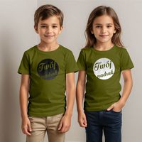 Dziecięca bawełniana koszulka z Twoim nadrukiem - khaki 7-8