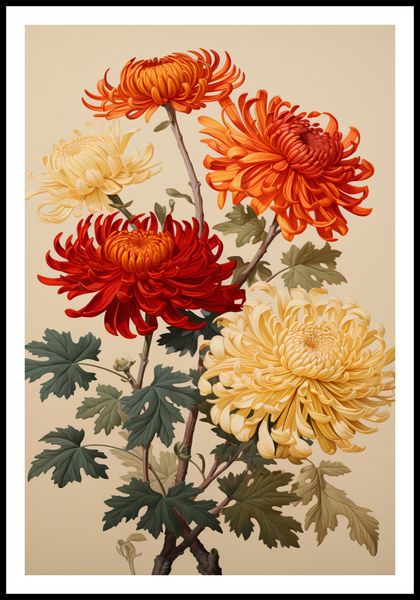 Plakat 68x101cm Tańczące Chryzantemy zdjęcie 3