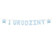 girlanda papierowa "1 urodziny" niebieska 1,5 m.  bf-burn