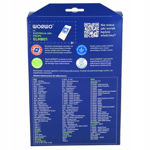 ZESTAW FILTR HEPA WORKI 16 SZT ELECTROLUX BAG E201 na Arena.pl