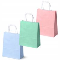 ZESTAW Toreb papierowych 24x10x32 cm MIX PASTELOWE eko