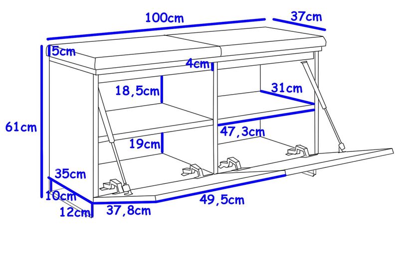 Zestaw mebli do przedpokoju Megan 2PP8 dąb złoty+biały/panele szare zdjęcie 8