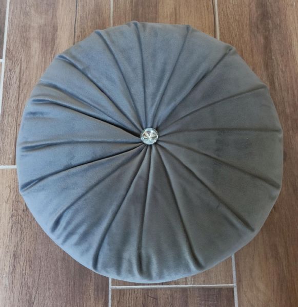 Poduszka dekoracja ozdobna okrągła welur niebieska zdjęcie 9