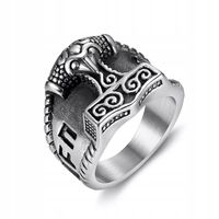 PIERŚCIEŃ SYGNET Wikingów MŁOT THORA Mjolnir 147