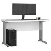 Biurko komputerowe BM-135 cm z metalowymi nogami - białe