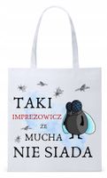 Torba Biała Eco Shopper Imprezowicza Imprezowiczki Z Nadrukiem Ze Zdjęciem