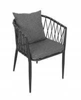 KRZESŁO OGRODOWE PLECIONE NA TARAS BALKON SZARE POPIEL MADERA