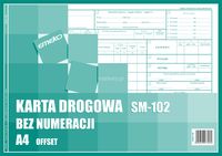 DRUK KARTA DROGOWA A4 BEZ NUMERACJI SM-102