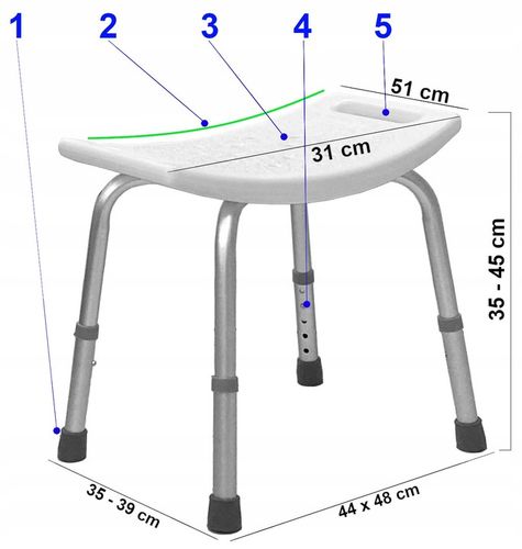 TABORET POD PRYSZNIC KRZESŁO PRYSZNICOWE STOŁEK ALUMNIOWY DLA SENIORA na Arena.pl