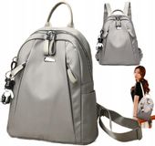 Plecak Damski Szary Wodoodporny Brelok Pojemny