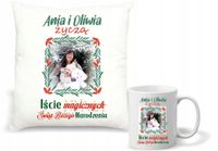 Zestaw PODUSZKA i KUBEK nadruk świąteczny PREZENT ze zdjęciem twój tekst