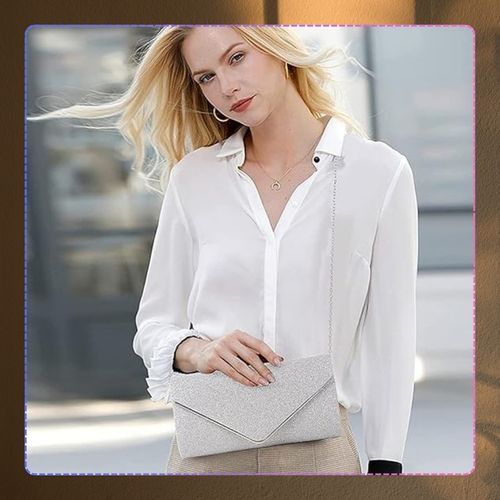 Srebrna Torebka Wieczorowa Kopertówka Wizytowa Błyszcząca Ślub Wesele bal na Arena.pl