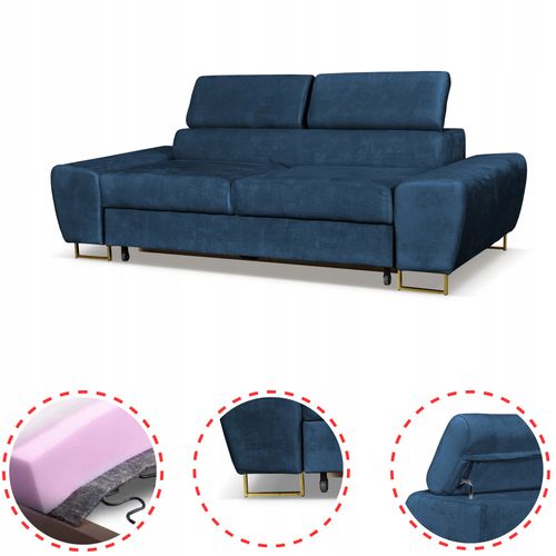 Zestaw mebli wypoczynkowych salon Bosso Sofa 2os fotele granat Family Meble na Arena.pl