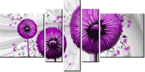 80CM 160CM OBRAZ 5 ELEM FIOLETOWE DMUCHAWCE 3 DRUK ŚCIENNY na Arena.pl