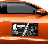 Magnes na samochód reklama magnetyczna 60x30cm MECHANIK twoja nazwa firmy
