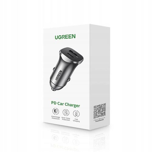 UGREEN SZYBKA ŁADOWARKA SAMOCHODOWA USB-A / USB-C 12-24V 30W na Arena.pl