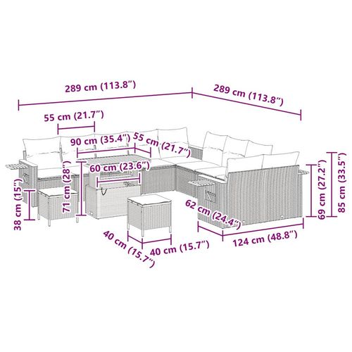 Zestaw Sof na Ogród 13 pcs Czarny i kremowy 90 x 55 x 71 cm na Arena.pl