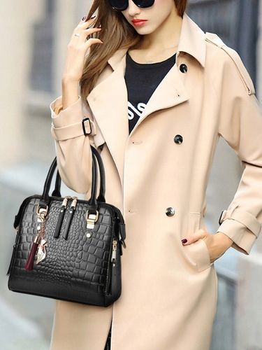 TOREBKA Damska CZARNA EKO Skóra Krokodyla Usztywniana Elegancka Brelok Kot na Arena.pl