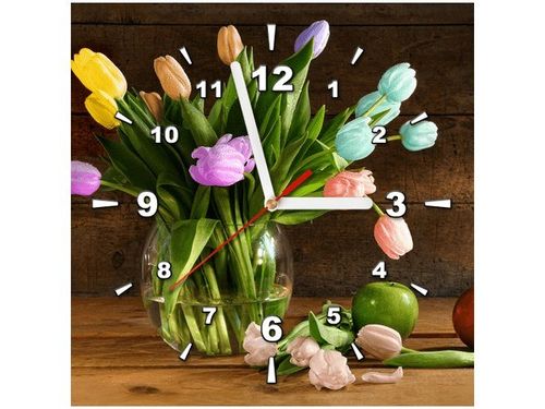 30X30CM ZEGAR KOLOROWE TULIPANY OBRAZ DREWNO na Arena.pl