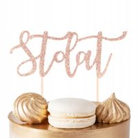 TOPPER NA TORT STO LAT ROSE GOLD BROKATOWE NA IMPREZĘ URODZINOWĄ