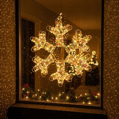 Ozdoba Do Okna Wisząca Śnieżynka Świąteczna LED Świecąca z Obu Stron 8 tryb na Arena.pl