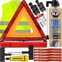 USZCZELNIACZ OPON ZESTAW NAPRAWCZY WKRĘTY WULKANIZACYJNE TRÓJKĄT KAMIZELKA