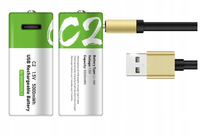 BATERIE PALUSZKI AKUMULATOR-KI C USB-C R14 2SZT WIELOKROTNEGO UŻYTKU