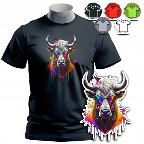 KOSZULKA T-SHIRT MĘSKI WZORY DO WYBORU - BYK BULL ZODIAK ZWIERZE ROGI - S na Arena.pl