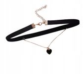 MD czarny choker naszyjnik na szyję | serduszko