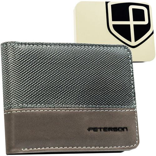 szary portfel męski bez zapięcia zewnętrznego z systemem rfid - peterson na Arena.pl