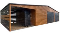 Garaż blaszany 10,5x6m wiata 4,5m 2x brama uchylna drzwi dach ID1041