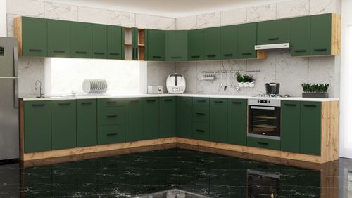 Kuchnia Rossa Narożna Modułowa 6.8m Duża Wotan Butelkowa Zieleń Dąb Wotan na Arena.pl