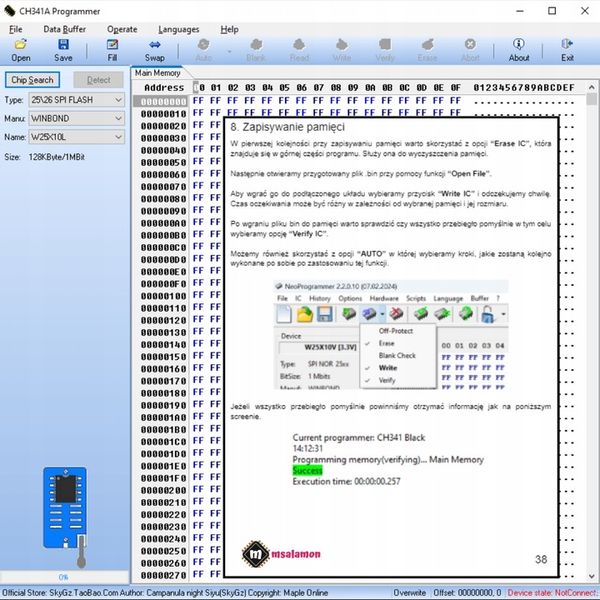 Mega zestaw programator EEPROM i Flash na CH341A pamięci serii 24 25 93 95 zdjęcie 8