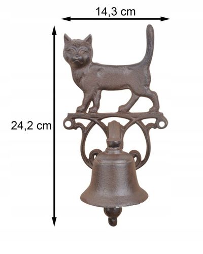 Dzwonek żeliwny do drzwi z KOTEM dzwon Kot Kotek Vintage Esschert Design na Arena.pl