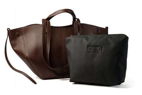 Torebka Damska Duża ze Skóry Naturalnej na Magnesach Cognac na Arena.pl