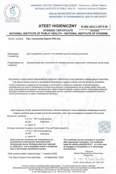 glikol propylenowy koncentrat solarny -70°C 20L zdjęcie 1