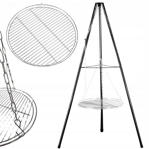 GRILL TRÓJNÓG NA OGNISKO OGRODOWY Z RUSZTEM DO PALENISK 60 CM WYSOKOŚĆ na Arena.pl