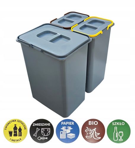 Zestaw sortownik kosz na śmieci do szafki 40 cm 38L pojemniki na na Arena.pl